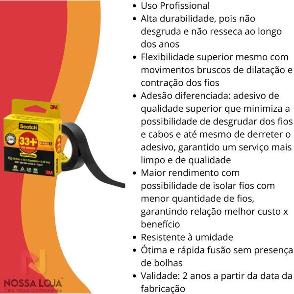 Imagem de Fita Isolante 19mmX10m Scotch 33 Preto 3M