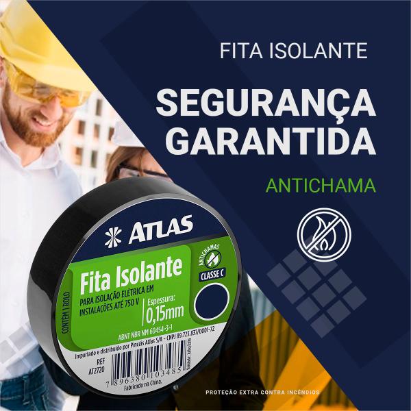 Imagem de Fita Isolante 19mmx20m  Preta Resistente