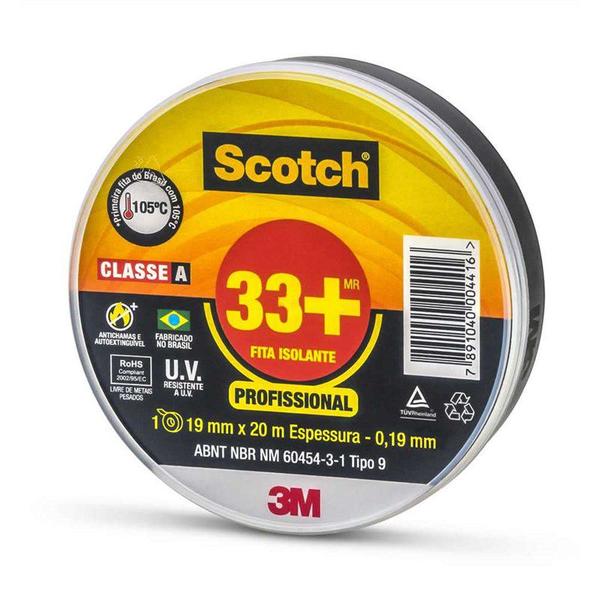 Imagem de Fita Isolante 20m Scotch 33+ 19MM Profissional 3M