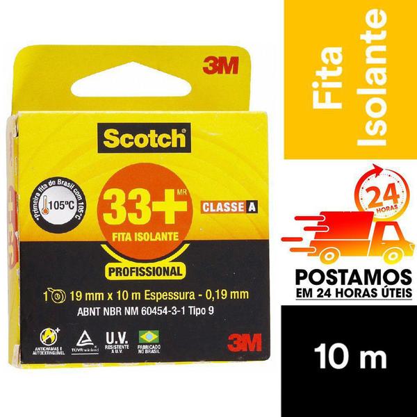 Imagem de Fita Isolante 33+ 19 mm X 10 Mts Antichama 105ºc 3m Scotch