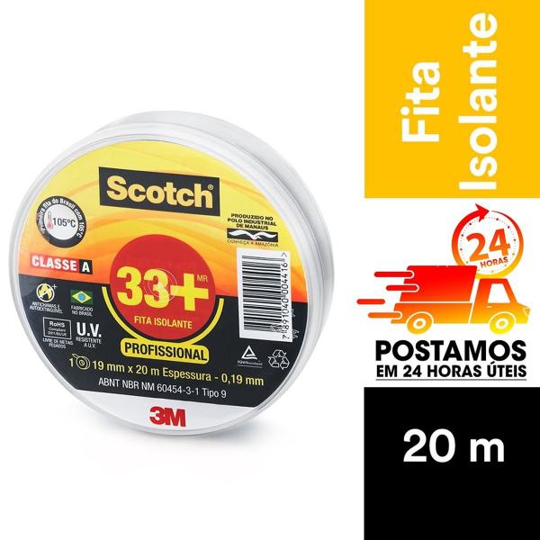 Imagem de Fita Isolante 33+ 19 mm X 20 Mts Antichama 105ºc 3m Scotch