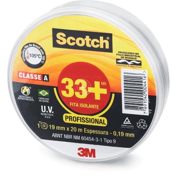 Imagem de Fita Isolante 33+ 19 mm X 20 Mts Antichama 105ºc 3m Scotch