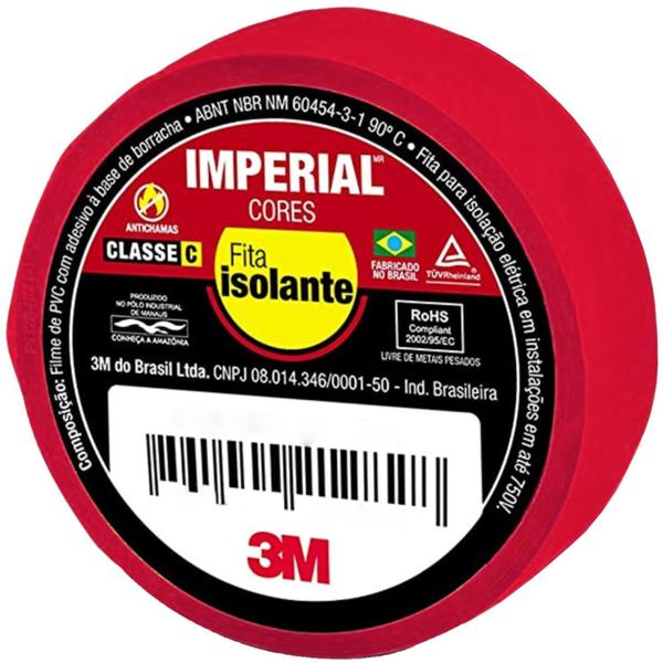 Imagem de Fita Isolante 3M Imperial Vermelha 10 Unidades 18mm x 10m