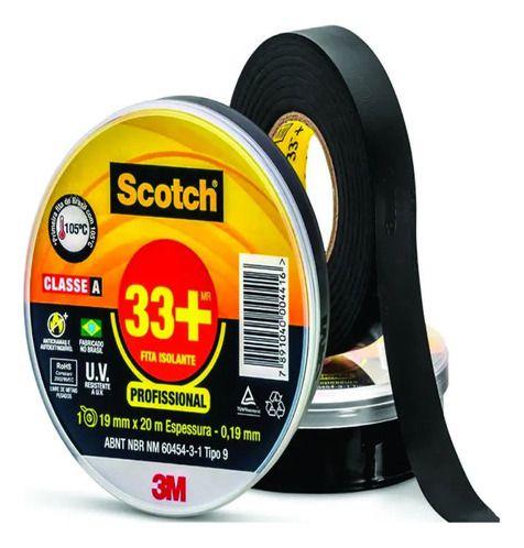 Imagem de Fita Isolante 3m Scotch 33+ Profissional 19mm X 20mts Preta