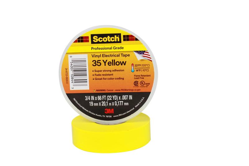 Imagem de Fita isolante 3M Scotch Vinyl Color Coding 35, 3/4 pol x 66 pés, amarela - 10844-BA-10