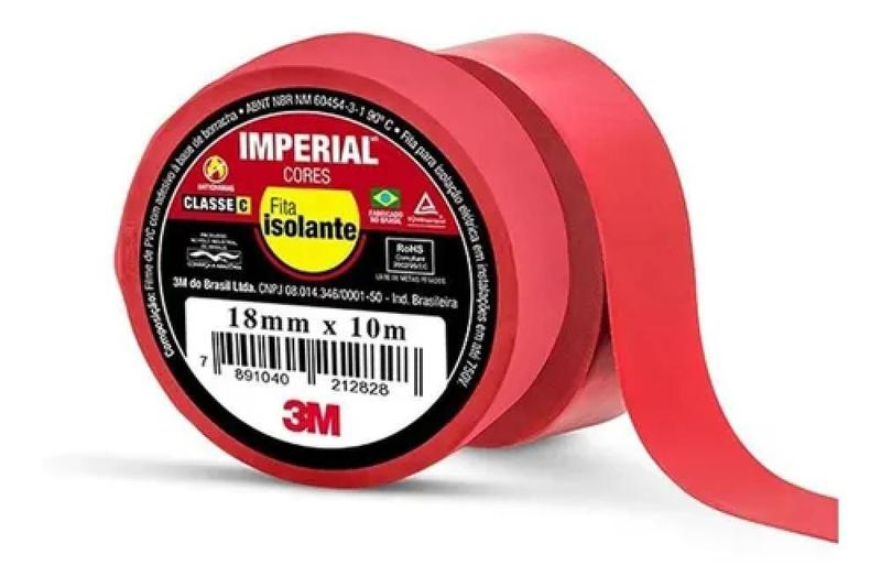 Imagem de Fita Isolante Antichama Imperial Vermelha 18mmx10m 3m