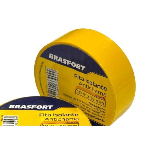 Imagem de Fita Isolante Brasfort.10M Amarela - 8646 - Kit C/10 Peca