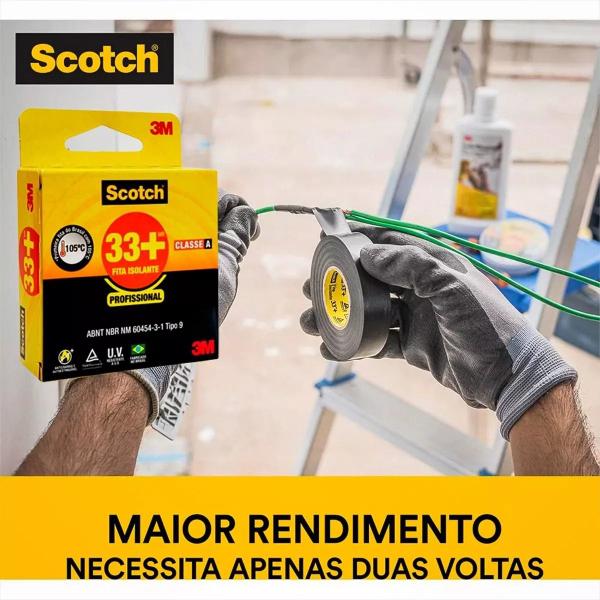 Imagem de Fita Isolante Scotch 3m 33+ 19mm X 5m Isolação Fio Elétrico