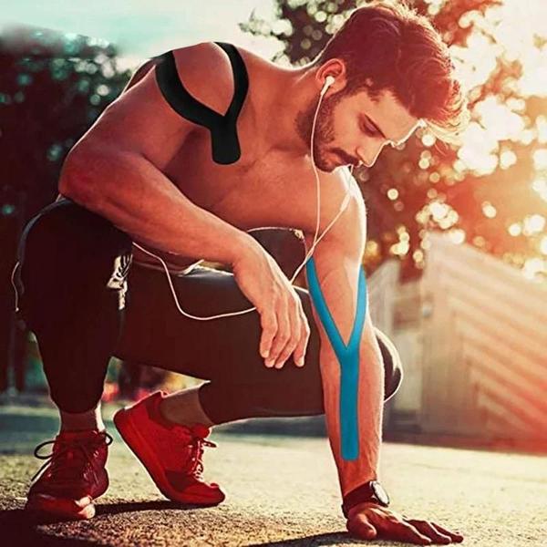 Imagem de Fita Kinesiológica para Alívio da Dor Muscular - Joelheiras Elásticas para Ginástica e Fitness