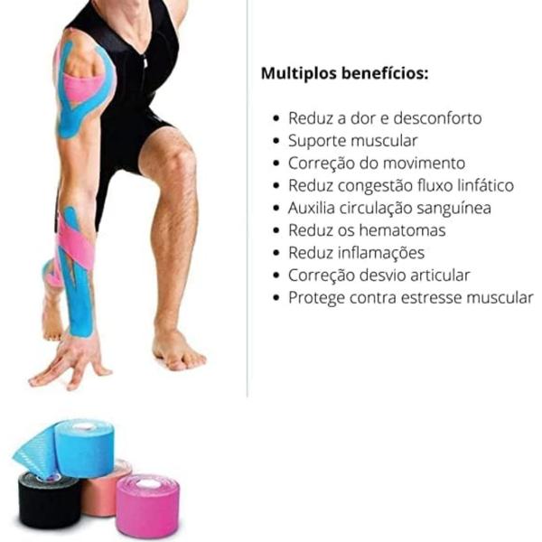 Imagem de Fita Kinesiology Elástica  Suporte Muscular e Articular