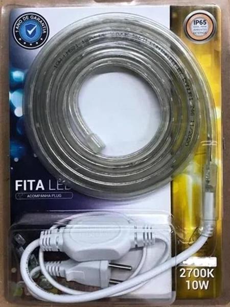Fita Led 220V 10W 2700K 2M Ip65 + Plug Luminatti Imagem de Fita Led 220V 10W 2700K 2M Ip65 + Plug Luminatti