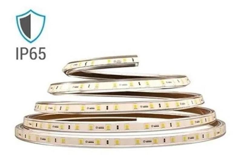 Fita Led 220V 10W 2700K 2M Ip65 + Plug Luminatti Imagem de Fita Led 220V 10W 2700K 2M Ip65 + Plug Luminatti