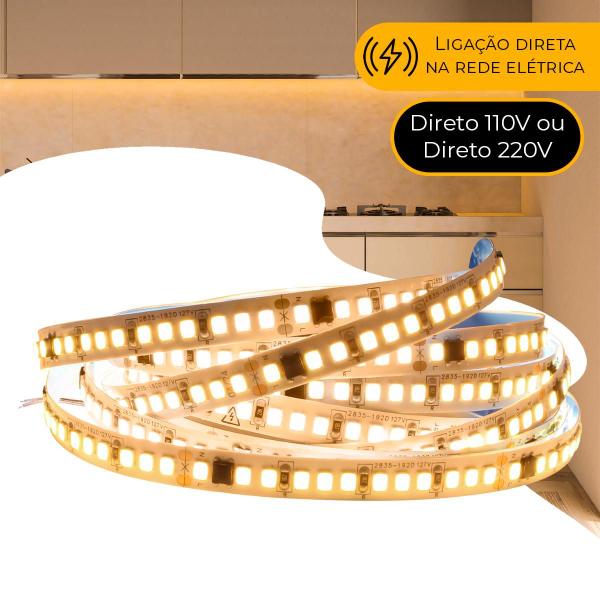 Imagem de Fita Led 220v Direta 192leds/m Rolo 10m Não Usa Fonte Quente