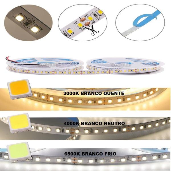 Imagem de Fita led 240 leds 2835 5M 12V Branco Frio 6500K 24W/Metro Para perfil, sanca, tabica, espelhos, cortineiro, móveis..