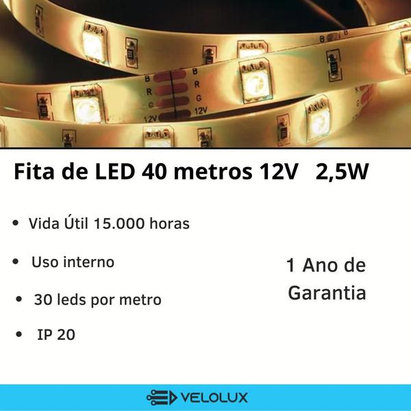 Imagem de Fita LED 2,5W - 40 metros 12v - 30 LED/Metro- Taschibra