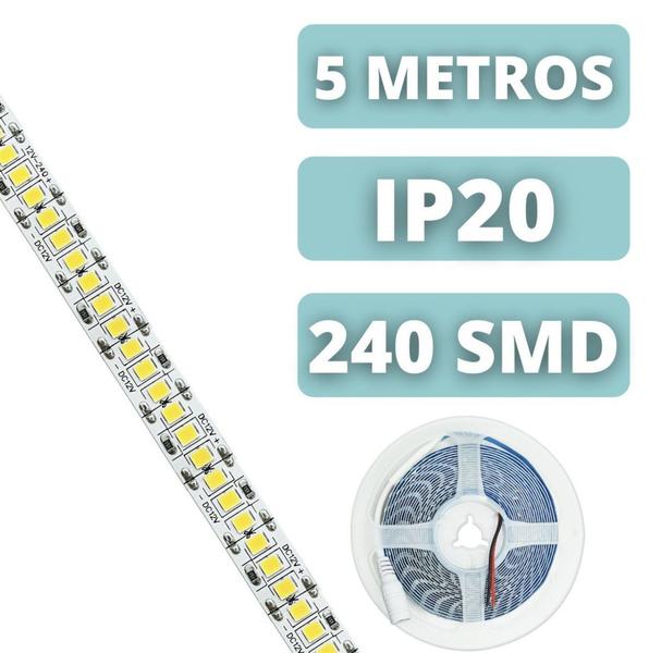 Imagem de Fita LED 3528 240 LED's 5 Metros Profissional IP20 12V 25W Azul