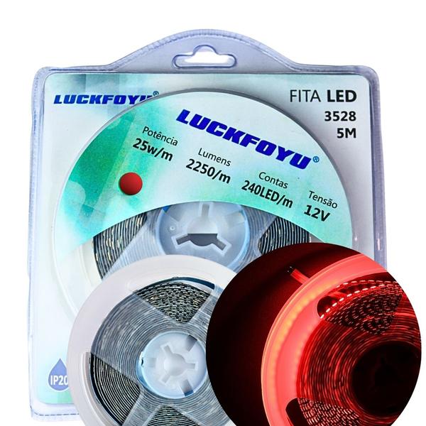 *fita led 3528 240led/m s/silicone 5m vermelho tb-01-5015 - LUCKFOYU Imagem de *fita led 3528 240led/m s/silicone 5m vermelho tb-01-5015