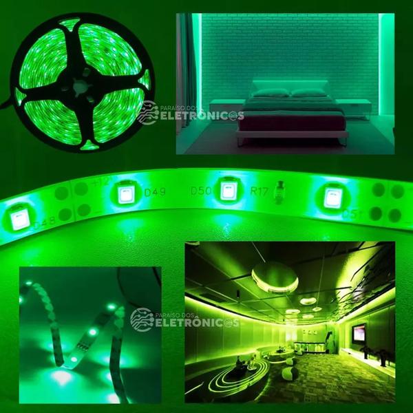 Imagem de Fita LED 3528 Verde Rolo Com 5 Metros e 300 LEDs Siliconada E Adesivo 480 Lumens  TB5022