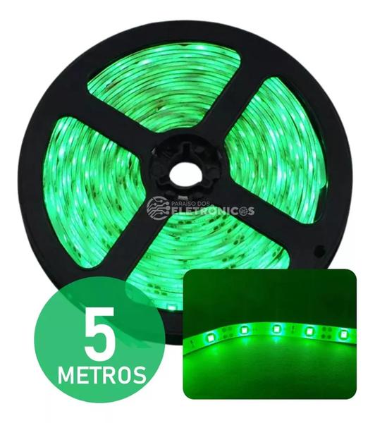 Imagem de Fita LED 3528 Verde Rolo Com 5 Metros e 300 LEDs Siliconada E Adesivo 480 Lumens TB5022