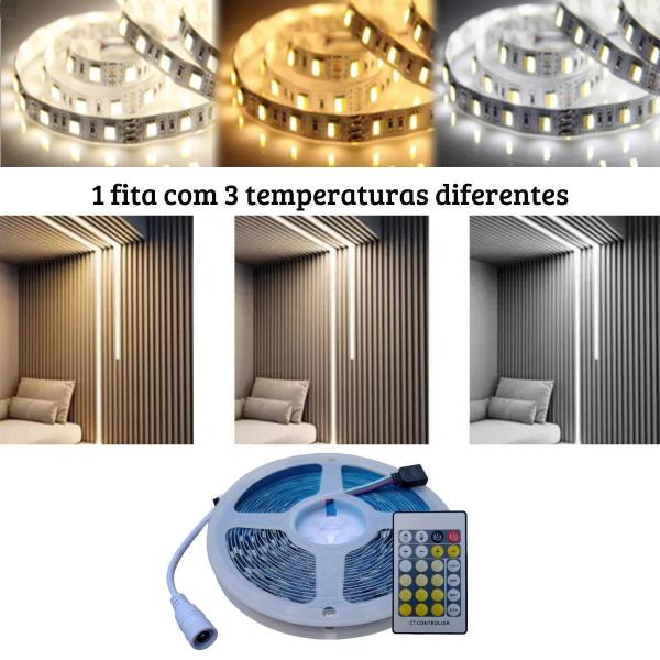 Imagem de Fita Led 5025 Dimerizável 3 Cores De Luz 5M 12V E Controle