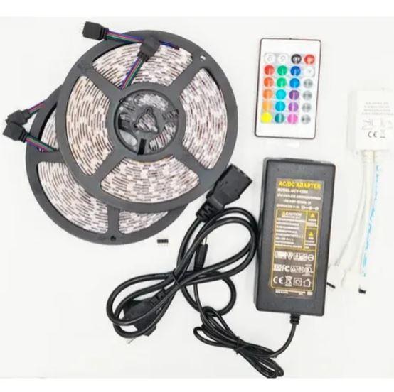 Imagem de Fita Led 5050 10M Rgb Rolo 600Led Ip65 Controle + Fonte