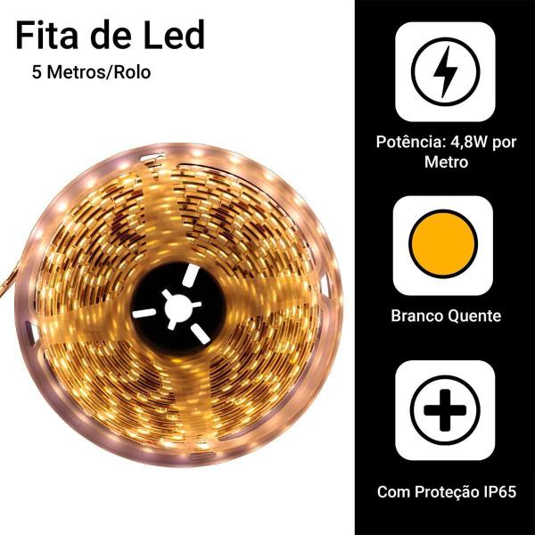 Imagem de Fita Led 5050 5 Metros C/Silicone Ip65 Quente 3000K +1 Fonte