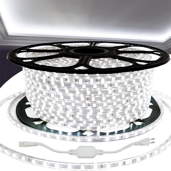 Fita Led 5050 Branca Frio C/fonte110v 10 Metros Provad'água - RY Imagem de Fita Led 5050 Branca Frio C/fonte110v 10 Metros Provad'água
