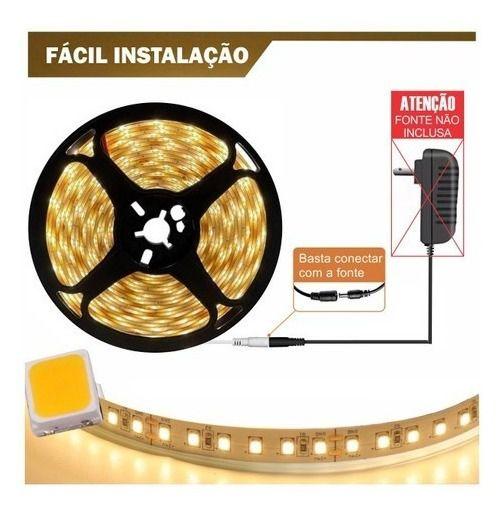 Imagem de Fita Led 5050 Branco Quente 5 Metros Com A Fonte 12v