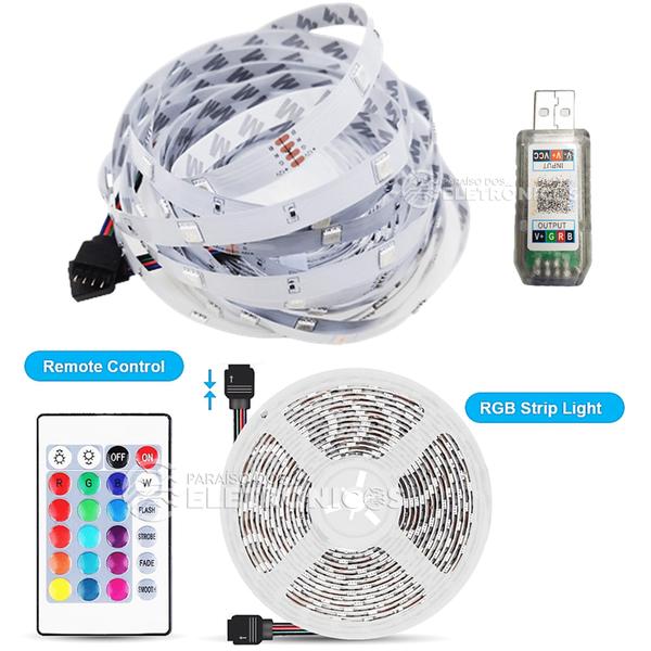 Imagem de Fita Led 5050 Rgb 16 Cores 5m Bluetooth Controle App Ideal Para Decoração TB5049