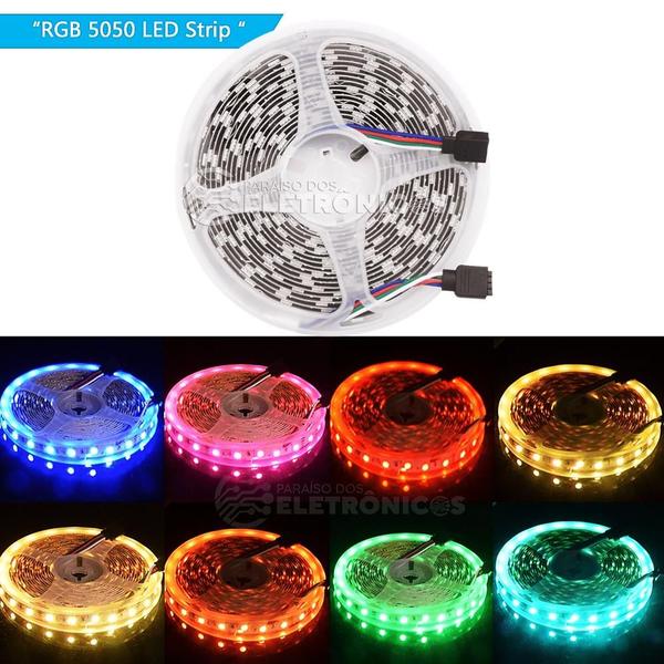 Imagem de Fita Led 5050 Rgb 16 Cores 5m Bluetooth Ritmo Musical Com Controle Remoto TB5049