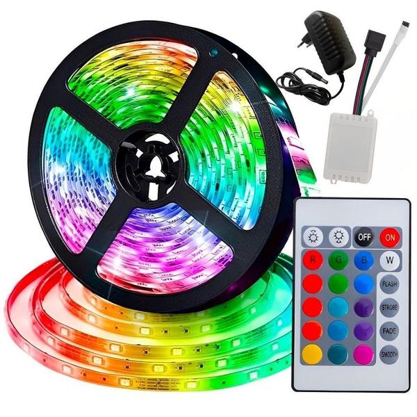 Imagem de Fita Led 5050 Rgb Colorida 5M 16 Cores Luz Rolo + Controle