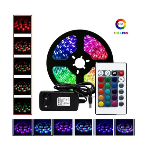 Imagem de Fita Led 5050 Rgb Colorida 5Mt 16 Cores + Fonte + Controle