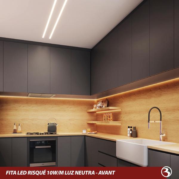 Fita Led 5m 10W/m Uso Interno 12V Luz Branco Frio ou Neutro Sanca Gesso - Risqué Avant Imagem de Fita Led 5m 10W/m Uso Interno 12V Luz Branco Frio ou Neutro Sanca Gesso - Risqué Avant