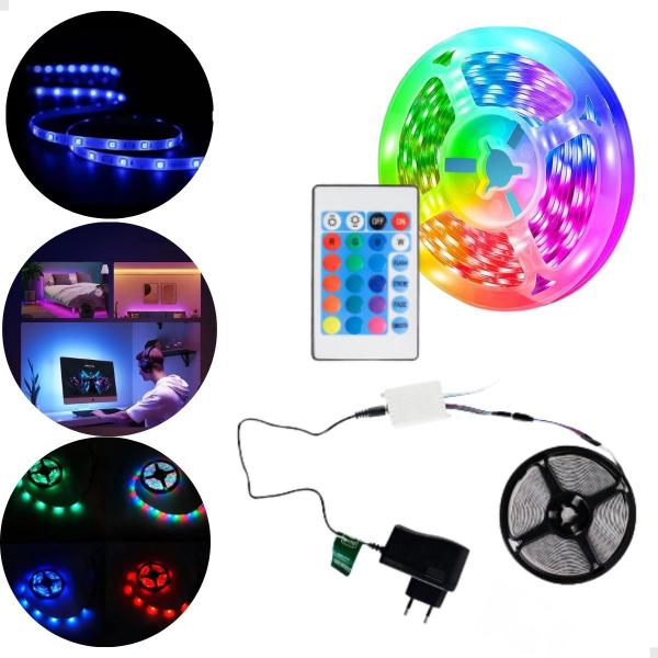 Imagem de Fita Led 5m Colorida Rgb 300 Leds com Controle Remoto