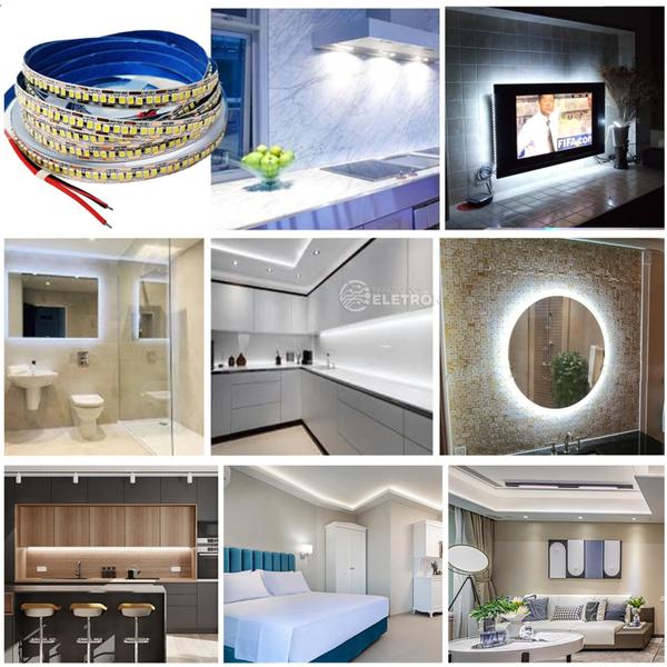 Fita Led 6500K Branco Frio 5M 3528 Ip20 240leds/m Adesivada P/ Corredores, Janelas, Arcos FN875 Imagem de Fita Led 6500K Branco Frio 5M 3528 Ip20 240leds/m Adesivada P/ Corredores, Janelas, Arcos FN875