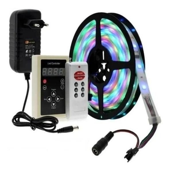 Fita Led 6803 Rgb Controle Fonte 133 Efeitos A Prova D'agua - Alinee Imagem de Fita Led 6803 Rgb Controle Fonte 133 Efeitos A Prova D'agua