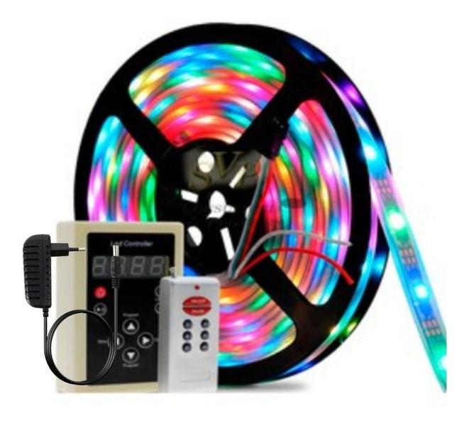 Fita Led 6803 Rgb Controle Fonte 133 Efeitos A Prova D'agua - Alinee Imagem de Fita Led 6803 Rgb Controle Fonte 133 Efeitos A Prova D'agua