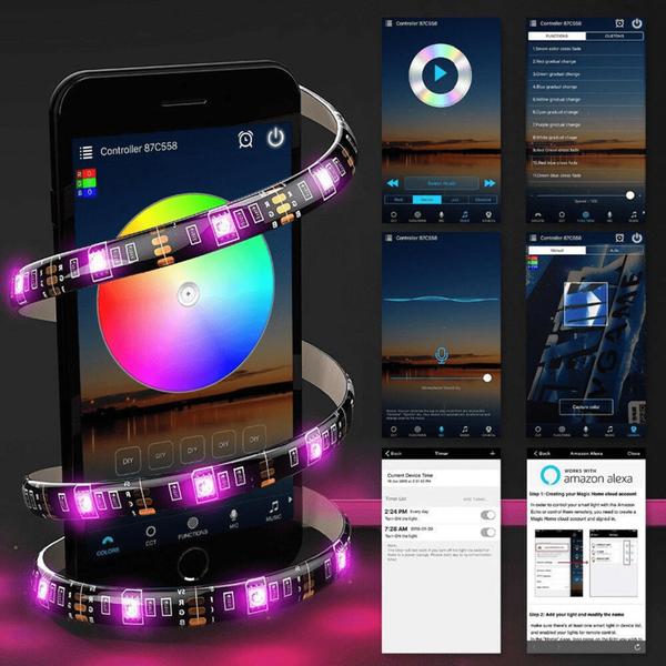 Imagem de Fita LED Acionamento Bluetooth Com 150 LEDS 5050 RGB Controle APP Com 5 Metros USB IP65 - DY8748