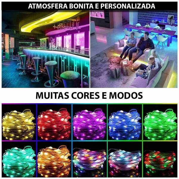 Imagem de Fita Led Aplicativo Smart Aplicativo Celular Cores RGB App Ajustavel Luzes Iluminaçao Natal Gesso Arvore Sanca Mesa Escada Festa Pisca Pisca Decoraçao