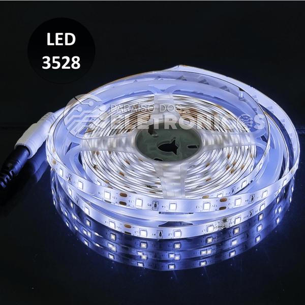 Imagem de Fita Led Branco Frio 3528 Rolo 5m 300 Led Alto Brilho Fácil Aplicação E Instalação 35286K