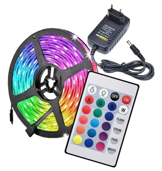 Imagem de Fita Led Colorida 5050 Rbg 16 Cores 5 M + Fonte E Central