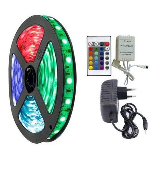 Imagem de Fita Led Colorida RGB 3528w  5m Prova D'água + Controle + Fonte 12V