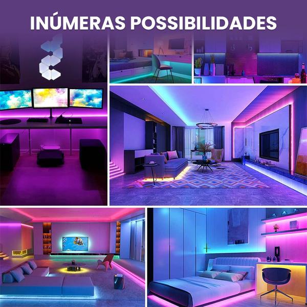 Imagem de Fita Led Com Controle Rgb Bluetooth Resiste Agua Funçoes