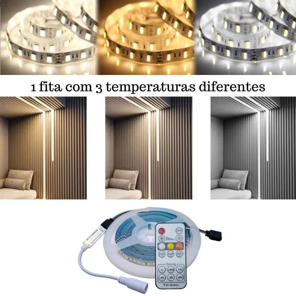 Imagem de Fita Led De 5M 12V Com 3 Cores De Luz Com Controle E Fonte