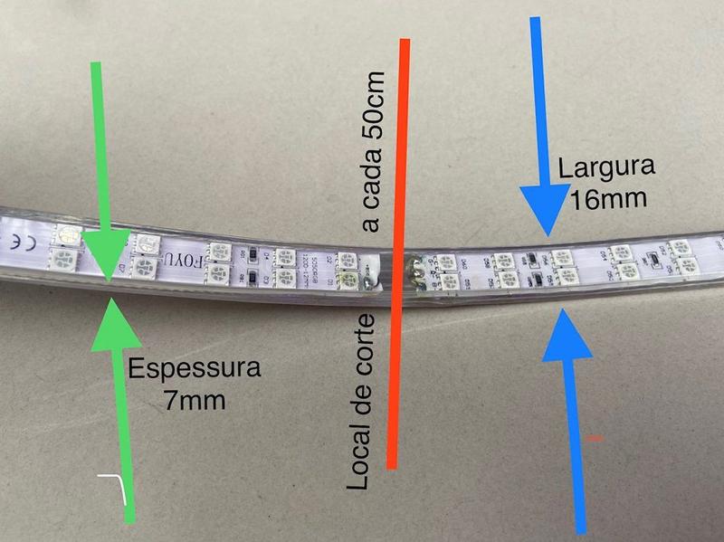 Imagem de Fita led dupla mangueira chata RGB colorida 15 metros controle + fonte