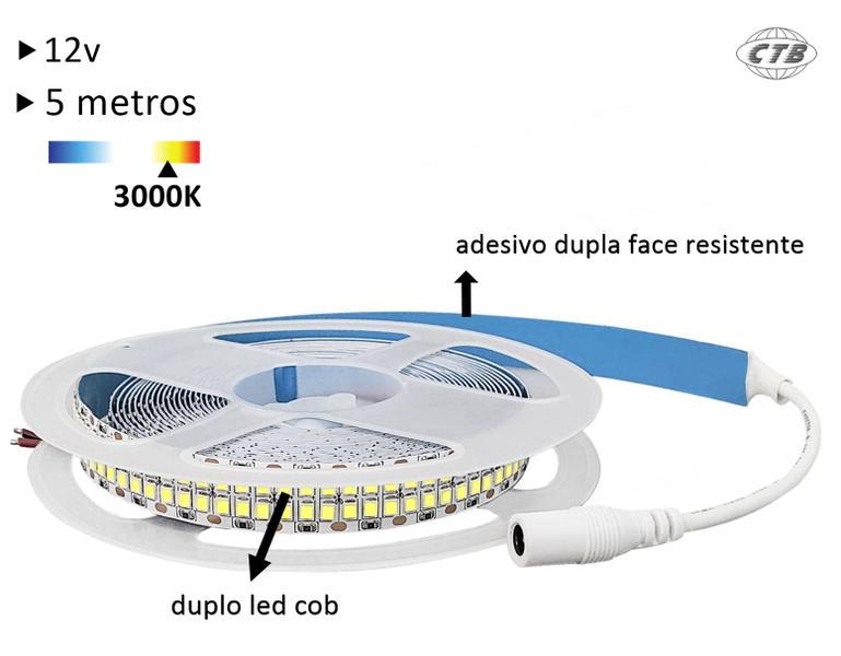 Imagem de Fita Led Flexível 5M 28W 12V 3000K Quente 3228DC Duas Linhas