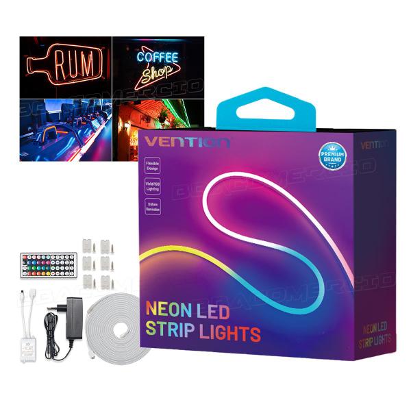 Imagem de Fita Led Inteligente Vention Neon Rgb 5m Com Controle Fonte