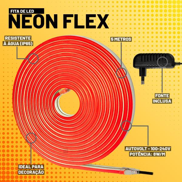 Fita LED Luminosa Taschibra Neon Flex 8W 12V Imagem de Fita LED Luminosa Taschibra Neon Flex 8W 12V