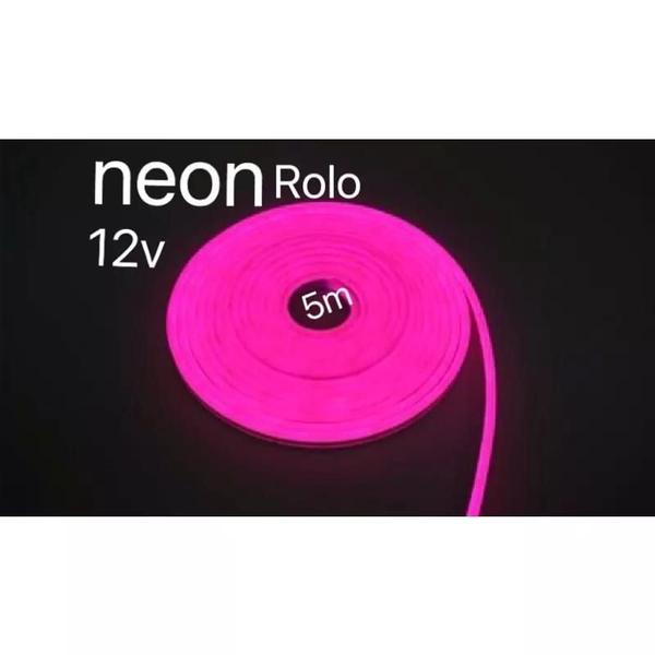 Imagem de Fita Led Neon 5m Rosa Pink 12v Com Fonte 3A e Interruptor P4