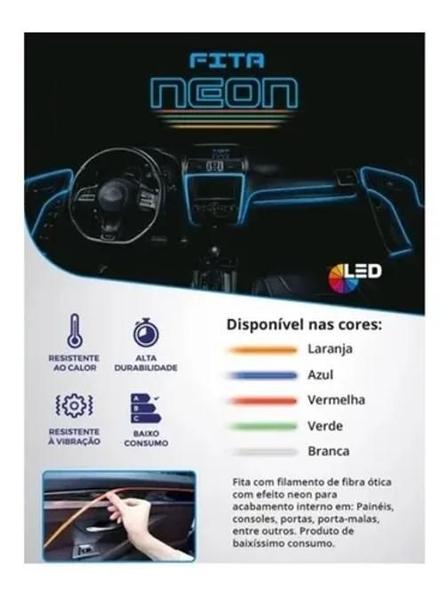 Imagem de Fita Led Neon Laranja 5M Para Painel/ Interior Automotivo